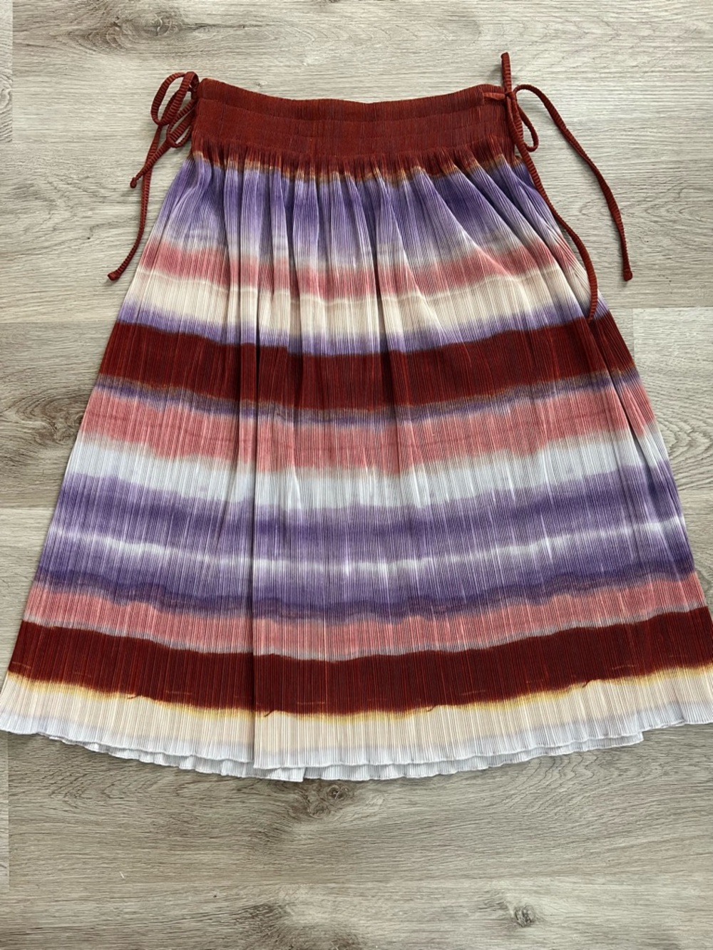 Madewell Texture & Thread Micropleat Midi Skirt in Ombré Rainbow XS